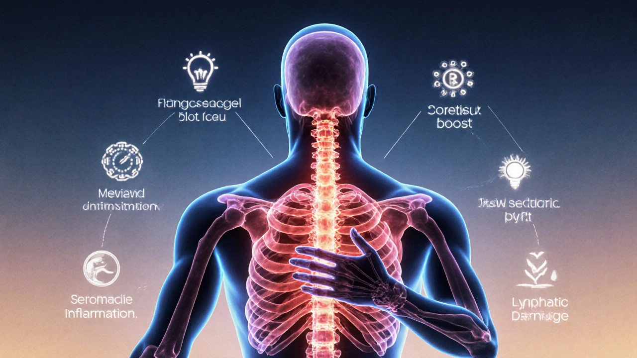 Transparent heat map over a relaxed human body showing improved circulation and reduced inflammation.